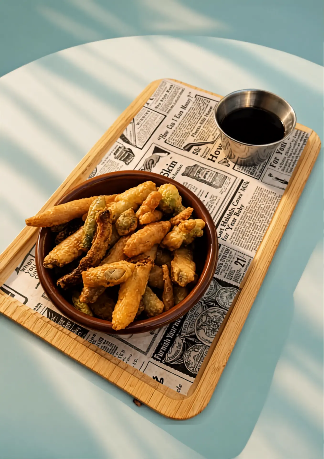 Tempura de verduras with soy sauce at El Rincón del Poble