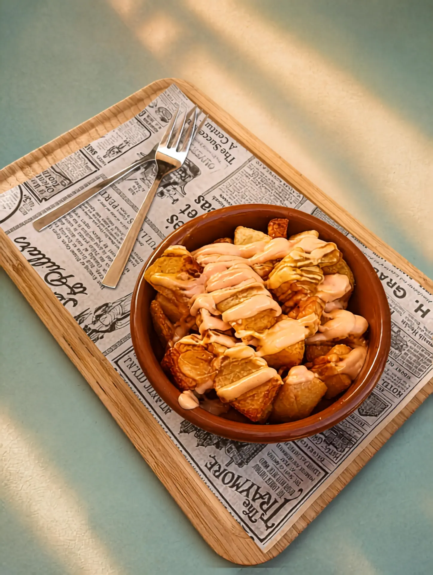 Patatas bravas with brava sauce at El Rincón del Poble